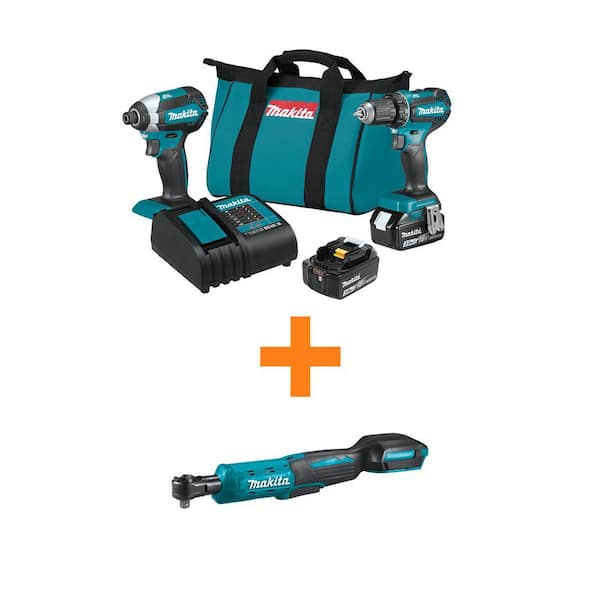 Makita 18V LXT Lithium-ion Brushless Cordless 2-Piece Combo Kit 3.0Ah with bonus 3/8 in./1/4 in. 18V LXT Square Drive Ratchet