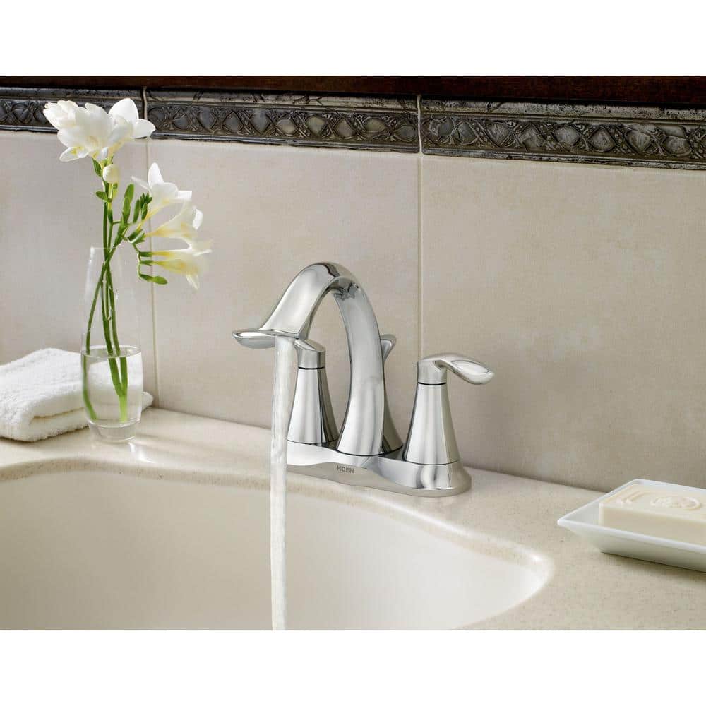 Eva Chrome Two-Handle Centerset Bathroom Faucet with Drain Assembly