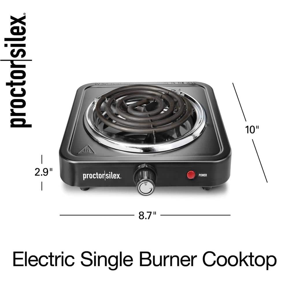 Proctor Silex Black Stainless Steel Single Burner Electric Cooktop