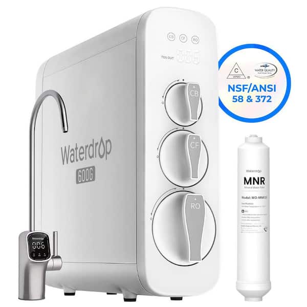 G3P600 Reverse Osmosis System, 8-Stage Tankless, 600 GPD, Smart LED Faucet Extra Remineralization Independent Filter