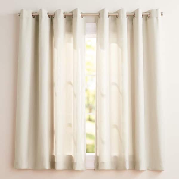 EXCLUSIVE HOME Loha Ivory Solid Light Filtering Grommet Top Curtain, 54 in. W x 63 in. L (Set of 2)