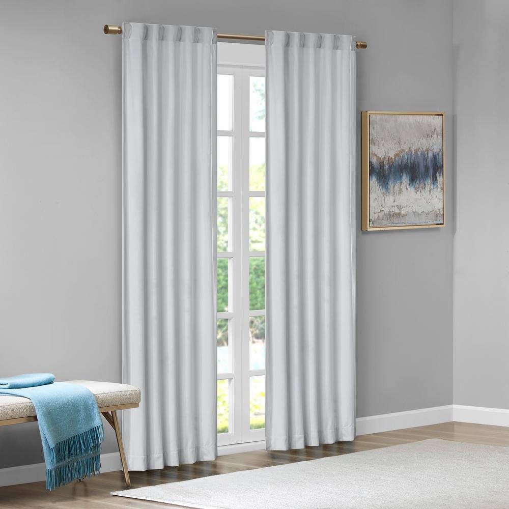 Light Grey Velvet Room Darkening Curtain Panels, 37"W x 95"L