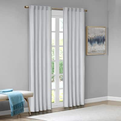 Garett Light Grey 37 in. W x 95 in. L 2-Piece Room Darkening Rod Pocket/Back Tab Window Panel Pair