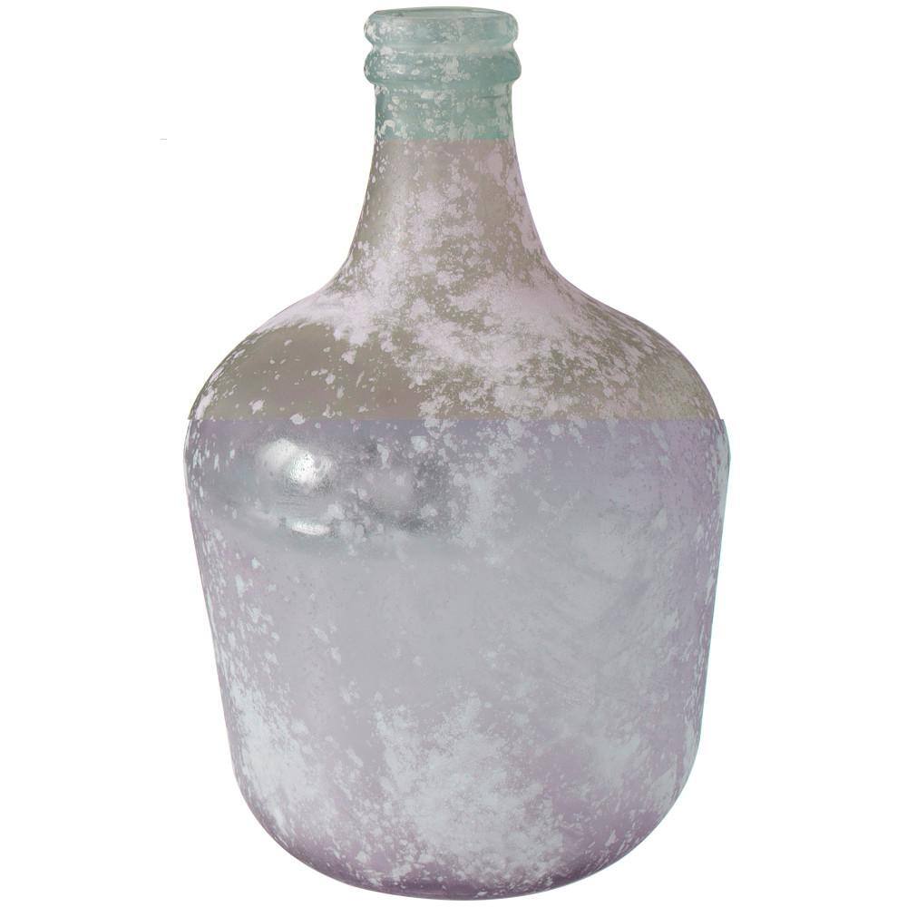 Litton Lane Clear Handmade Frosted Spanish Bottle Recycled Glass Decorative Vase 044207 The