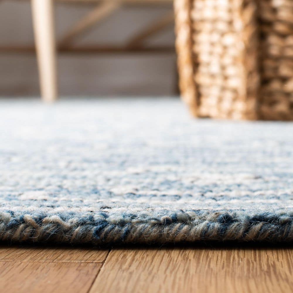 Handmade Light Blue Wool Tufted Square Rug 5'