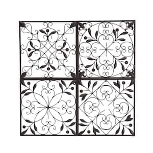 Chakra 4-Panel Iron Wall Art in Brown