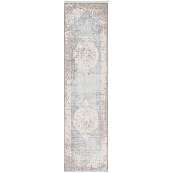 Unique Loom New Classical Olwen Light Blue 2' 7 x 10' 0 Runner Rug ...