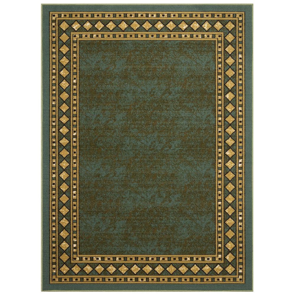 Green Polypropylene 5 ft. x 7 ft. Geometric Indoor/Outdoor Area Rug