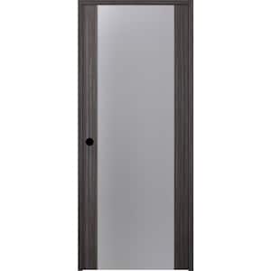 24 in. x 84 in. Paola202 Right-Hand Full Lite Frosted Glass Gray Oak Wood Composite Single Prehung Interior Door