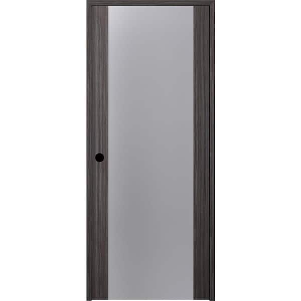 Belldinni 24 in. x 96 in. Right-Hand Solid Core Full Lite Frosted Glass Gray Oak Wood Composite Single Prehung Interior Door