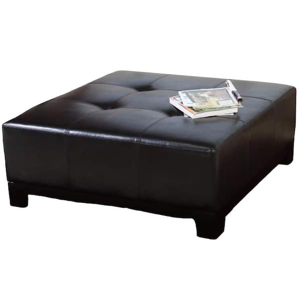 Noble House Darlington Espresso Button Tufted Top Ottoman