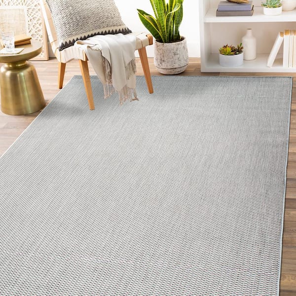 World Rug Gallery Patio 8 X 10 (ft) Braided Gray Indoor/Outdoor