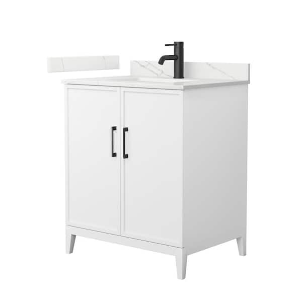 Wyndham Collection Elan 30 in. W x 22 in. D x 35 in. H Single Bath Vanity in White with Giotto Quartz Top