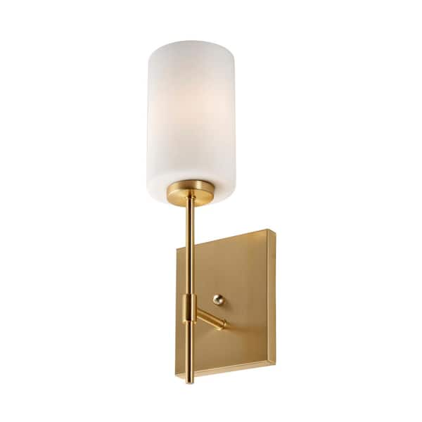 Unbranded Faye 1-Light Soft Gold Wall Sconce Vanity Light with Satin Opal Glass