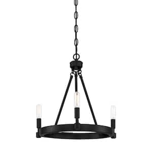 Fiora 3-Light Rustic Black Chandelier For Dining Rooms