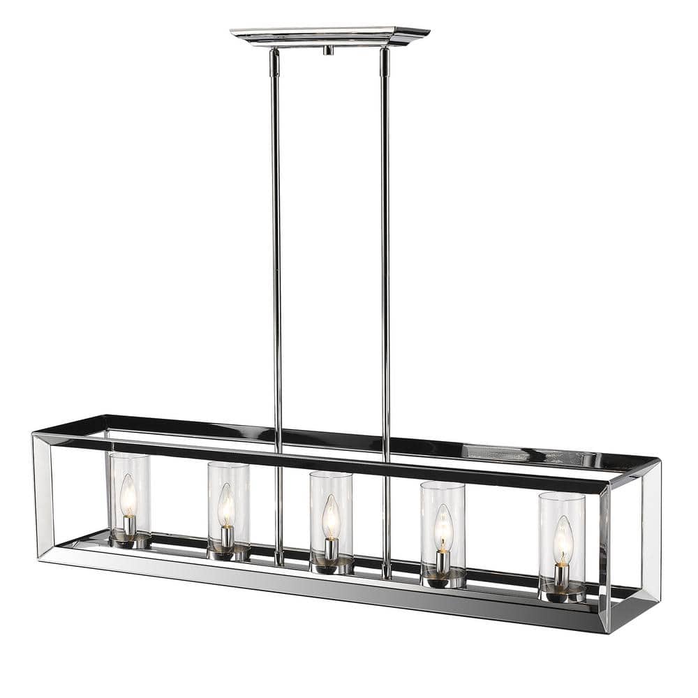 Smyth 41" Chrome and Clear Glass Linear Pendant Light
