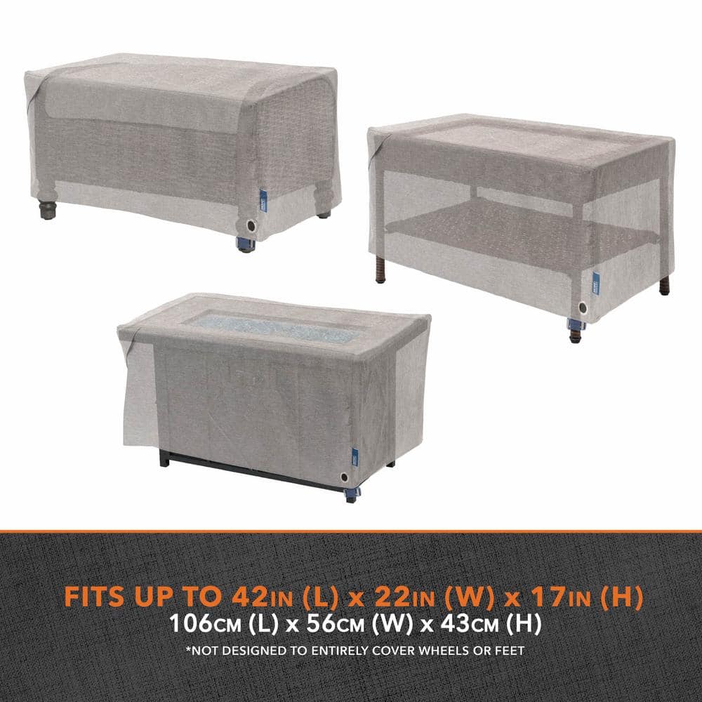 Granite Gray Waterproof Patio Ottoman Cover, 42" x 22" x 17"