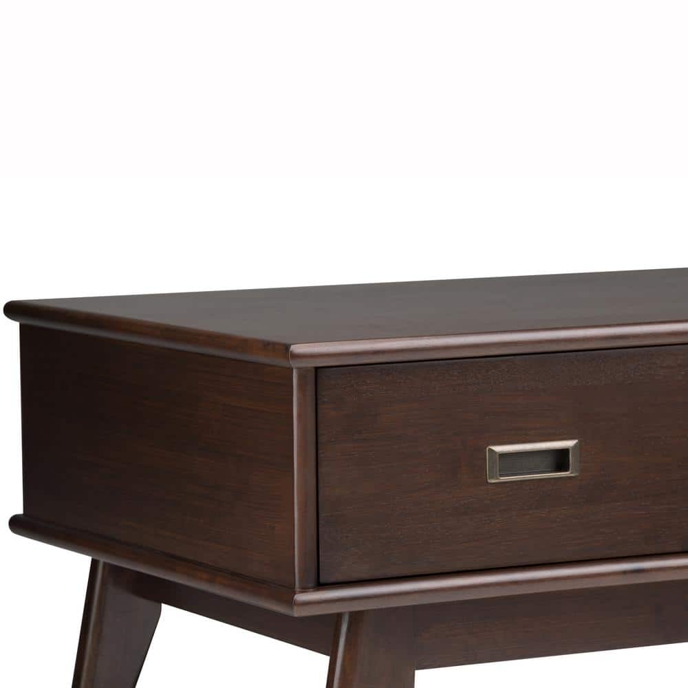 Auburn Brown Mid-Century Modern Wood Coffee Table with Storage