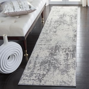 Tulum Ivory/Charcoal 2 ft. x 9 ft. Geometric Runner Rug