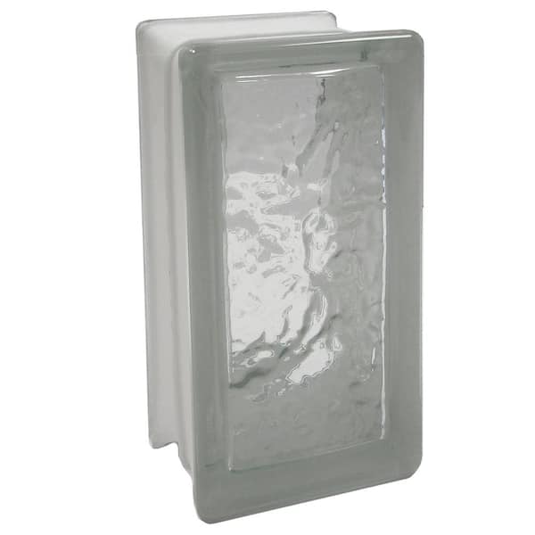 Seves Cortina 4 in. Thick Series 4 x 8 x 4 in. Ice Pattern Glass Block (Actual 3.75 x 7.75 x 3.88 in)