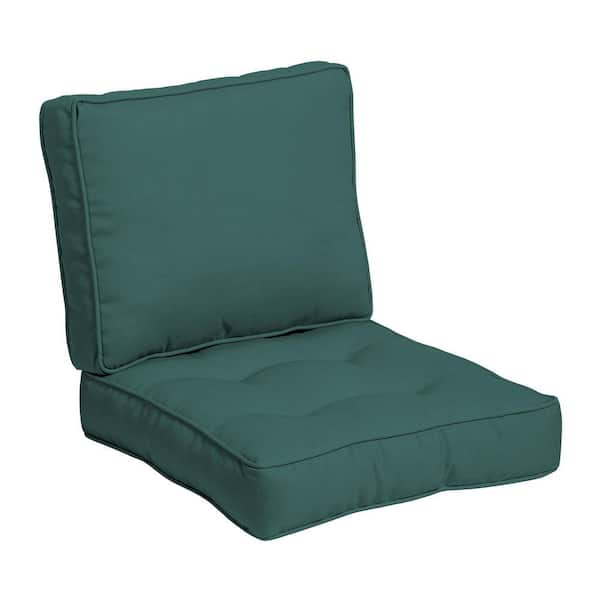 ARDEN SELECTIONS Plush Polyfill 24 in. x 24 in. 2-Piece Deep Seating Outdoor Lounge Chair Cushion Peacock Blue Green Texture