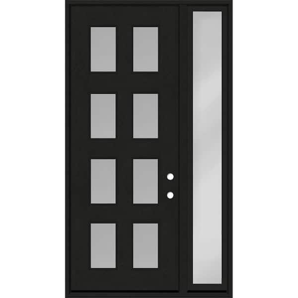 Regency 55 in. x 96 in. 8L Modern Clear Glass RHOS Onyx Stain Fiberglass Prehung Front Door w/Clear 16 in. SL 6-9/16