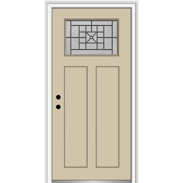 MMI Door 32 in. x 80 in. Courtyard Right-Hand 1-Lite Decorative Craftsman Painted Fiberglass Prehung Front Door, 6-9/16 in. Frame