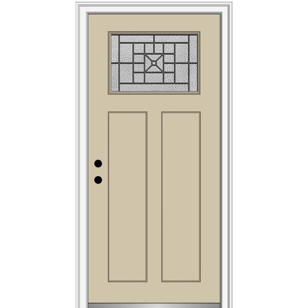 MMI Door 36 in. x 80 in. Courtyard Right-Hand 1-Lite Decorative Craftsman Painted Fiberglass Prehung Front Door, 6-9/16 in. Frame