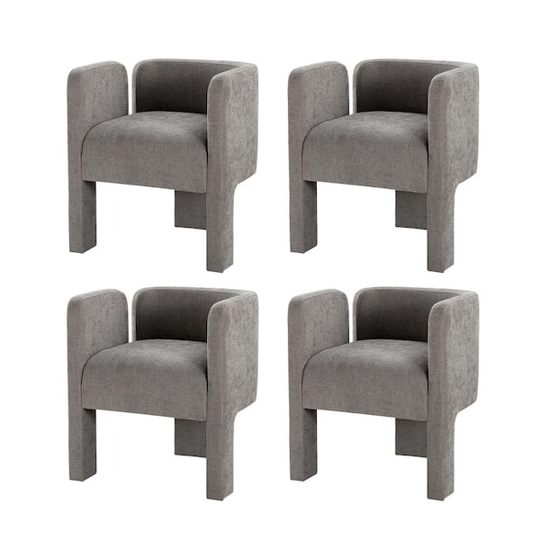 JAYDEN CREATION Fabrizius Grey Modern Left-facing Cutout Dining Chair with 3-Legged Design (Set of 4)