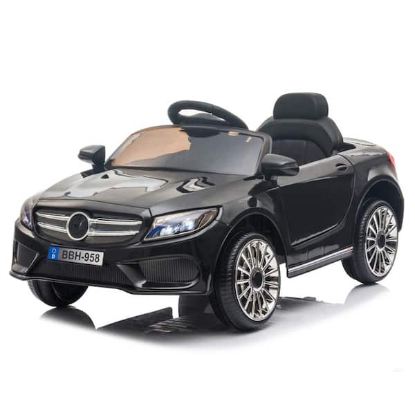 Karl home 12-Volt Kids Ride On Car with 2.4GHZ Remote Control LED Lights Black