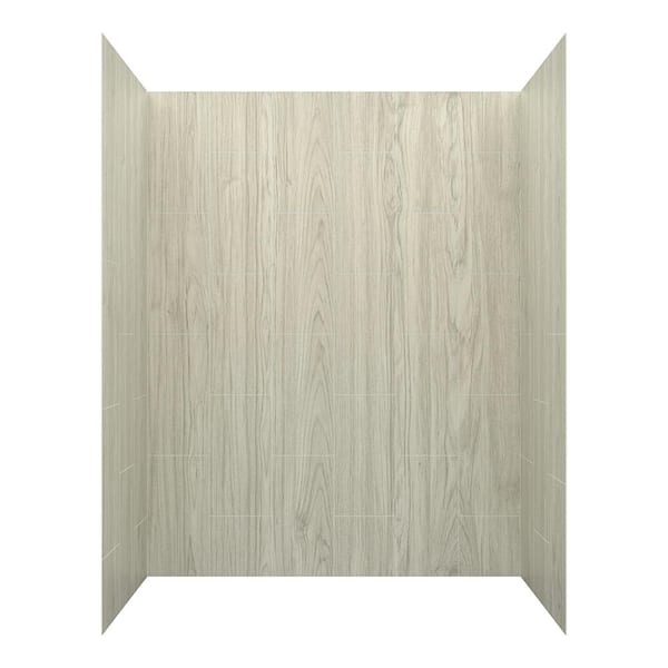 JETCOAT 32 in. x 60 in. x 78 in. 5-Piece Easy-up Adhesive Alcove Shower Surround in Driftwood