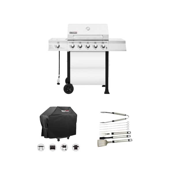 5-Burner BBQ Grill with Side Burner, 54 in. Grill Cover and 8 Piece Grill Tool Set