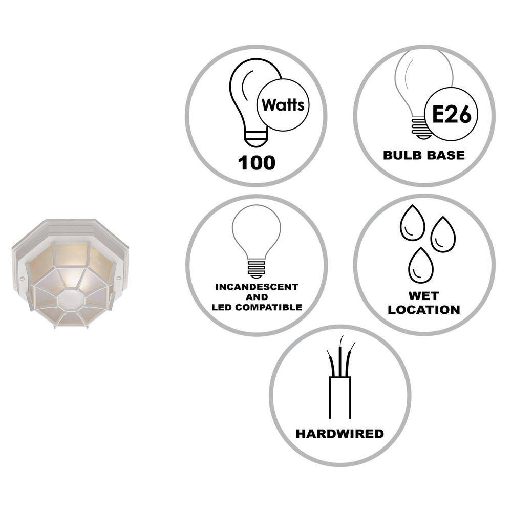 Contemporary White Glass 11" Flush-Mount Ceiling Light