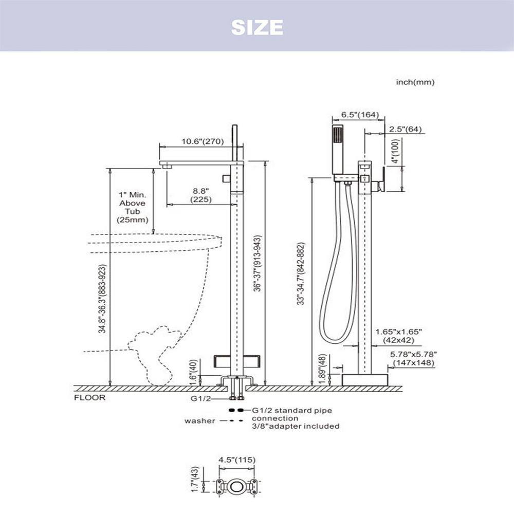 Oil Rubbed Bronze Freestanding Tub Faucet with Hand Shower
