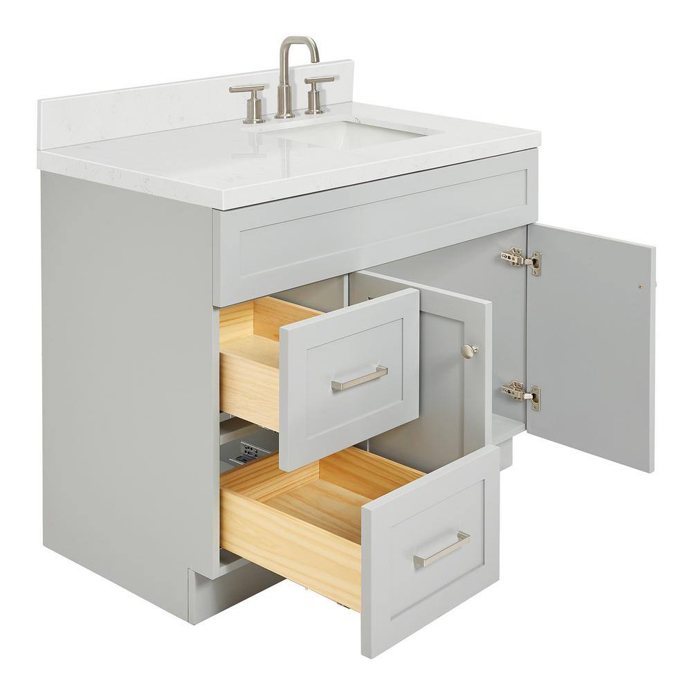 Hamlet 42" Gray Wood Freestanding Single Basin Vanity with Quartz Top