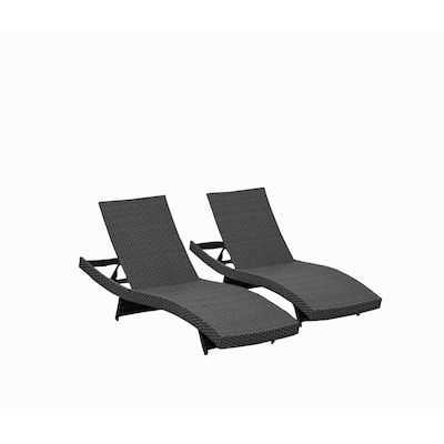 Luois Black 2-Pieces Wicker Outdoor Daybeds