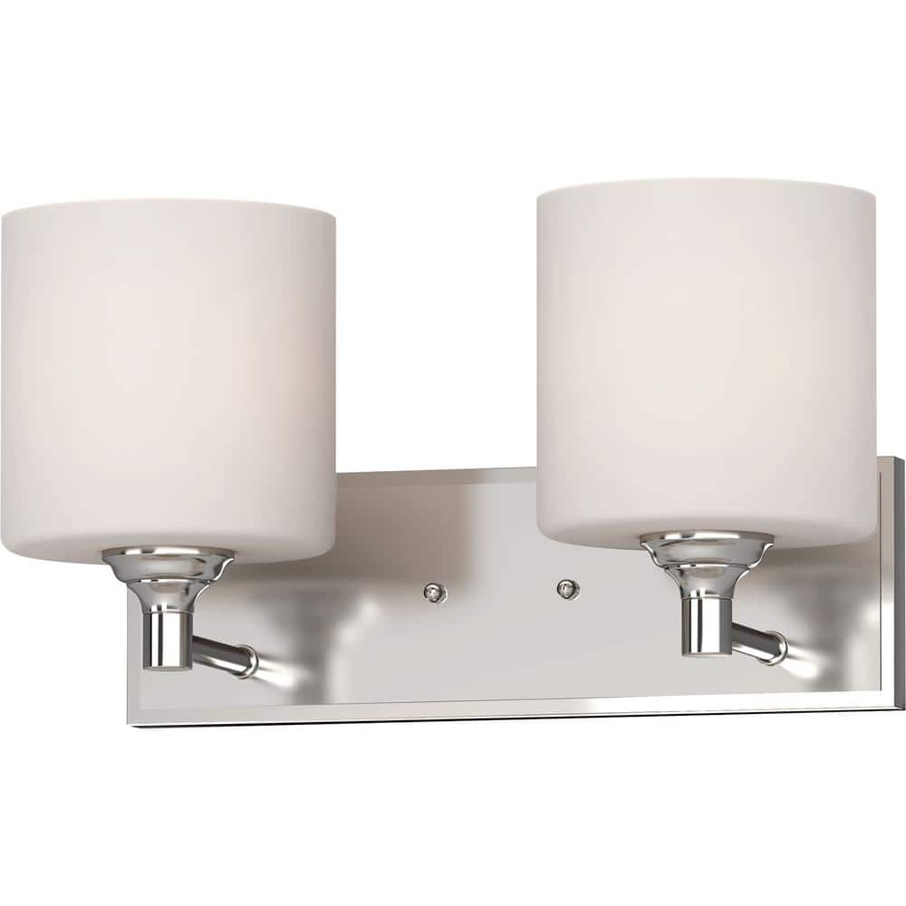 2-Light Brushed Nickel Indoor Wall Sconce with White Cylinder Glass Shades price history on PriceWatchPro
