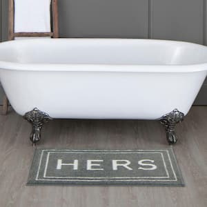 Hers 20 in. x 34 in. Pewter Gray Polyester Machine Washable Bath Mat