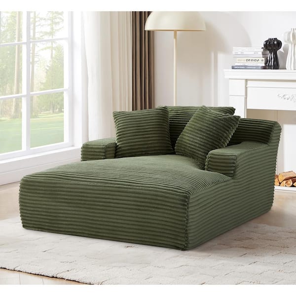 Crafted 48 in. Wide Straight Arm Corduroy Modern Foam Rectangle Sofa in Green