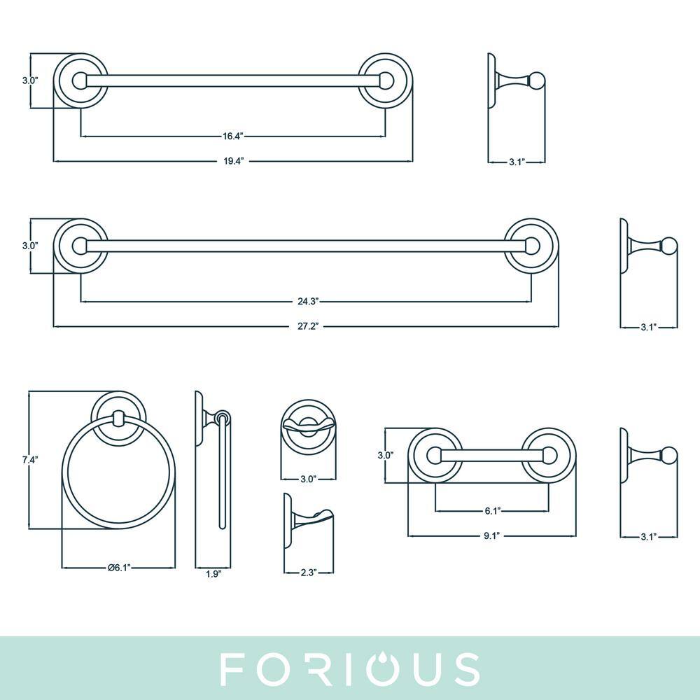 Brushed Gold 3-Piece Metal Bathroom Hardware Set