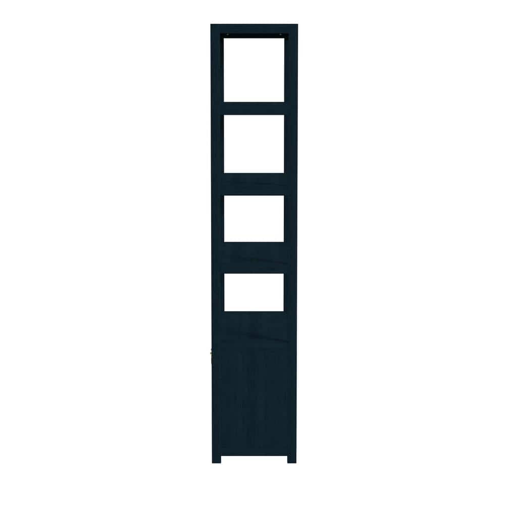 Navy Blue Wood Adjustable Etagere Bookcase with Doors