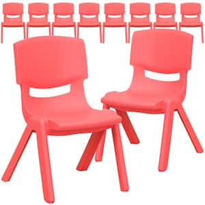 Red Plastic Stack Chair with Seat Height 10.5 ft. in Red