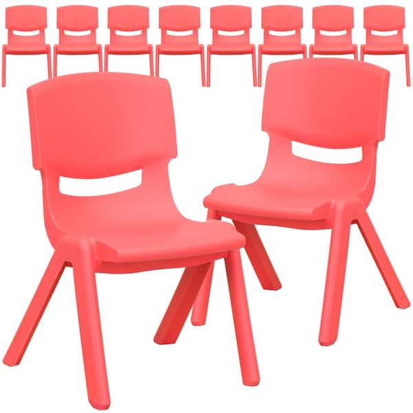 Carnegy Avenue Red Plastic Stack Chair with Seat Height 10.5 ft. in Red