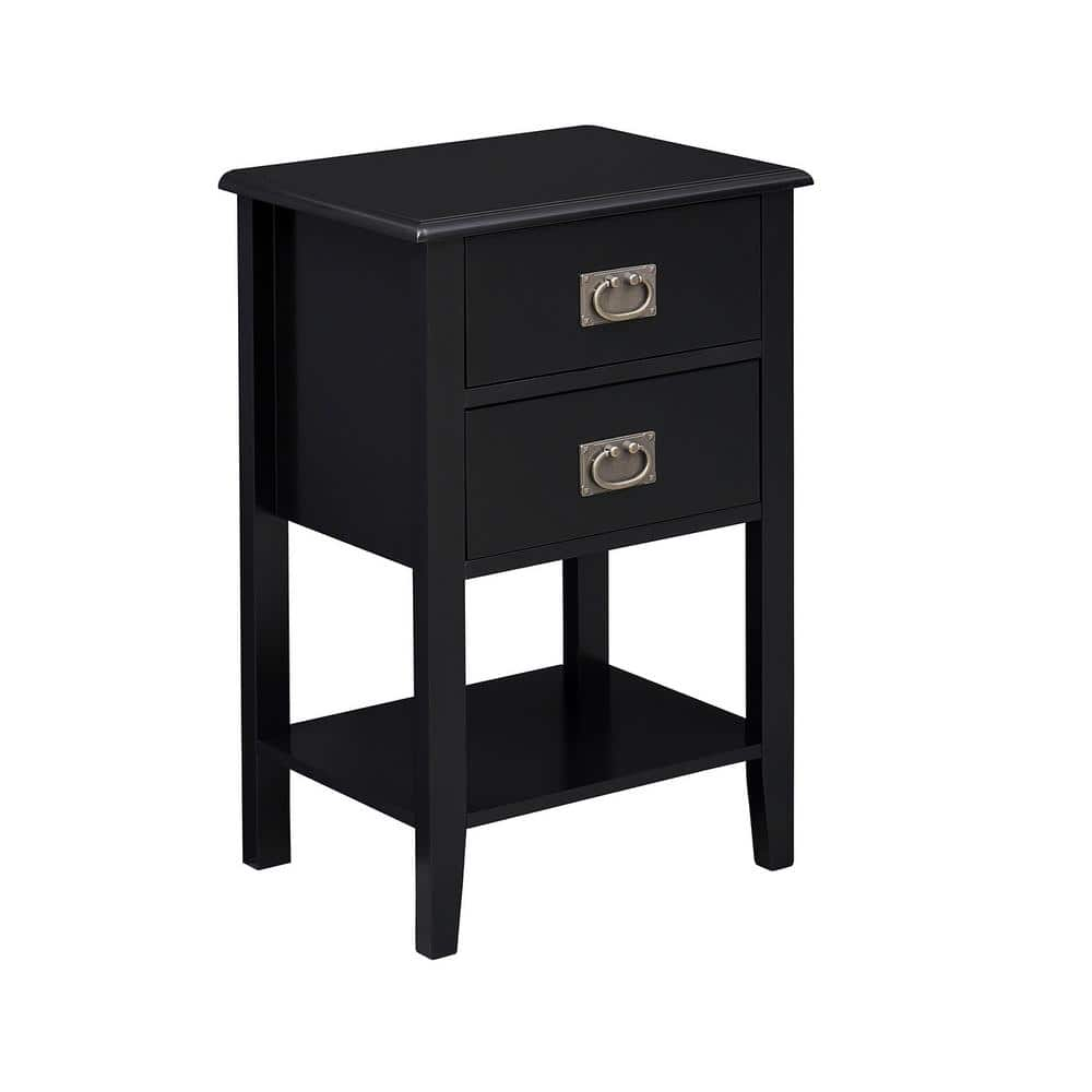 Vecelo Nightstand With 2 Drawers And Open Shelf Industrial Square End