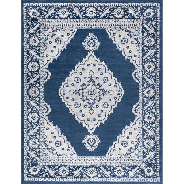 Tayse Rugs Madison Medallion Navy 4 ft. x 6 ft. Indoor Area Rug