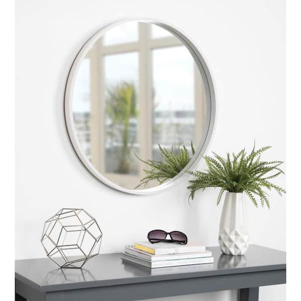 Medium Round White Contemporary Mirror (25.59 in. H x 25.59 in. W)