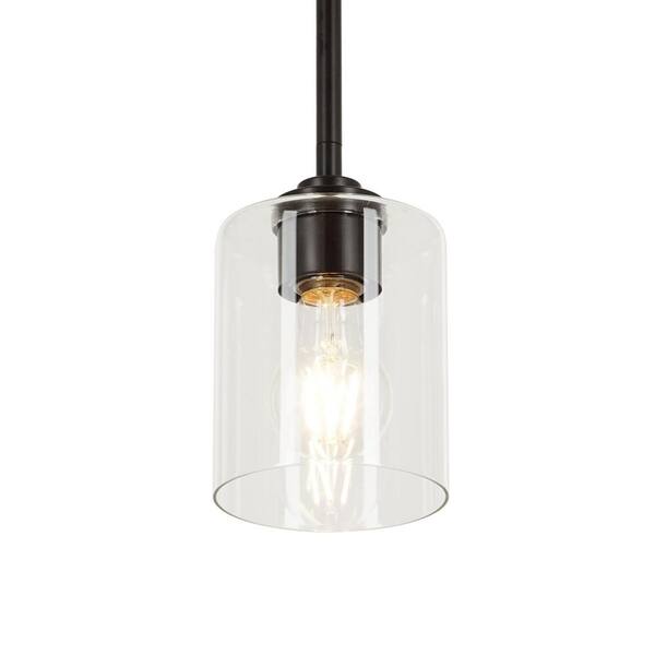 Cresswell 1-Light Bronze Mini Pendant with Clear Glass Shade