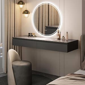 24 in. W x 24 in. H Large Round Frameless Anti-Fog Dimmable 3 Color Backlit Wall LED Bathroom Vanity Mirror with Memory
