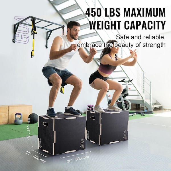 SKYSHALO 3-in-1 Plyometric Jump Box, 20/18/16 in. Adjustable