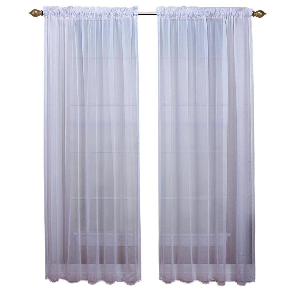 Extra Long White Sheer Polyester Rod Pocket Drapes